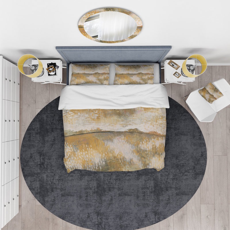 Ensemble de housse de couette moderne Glam crème et brun Curious Sky - microfibre de polyester
