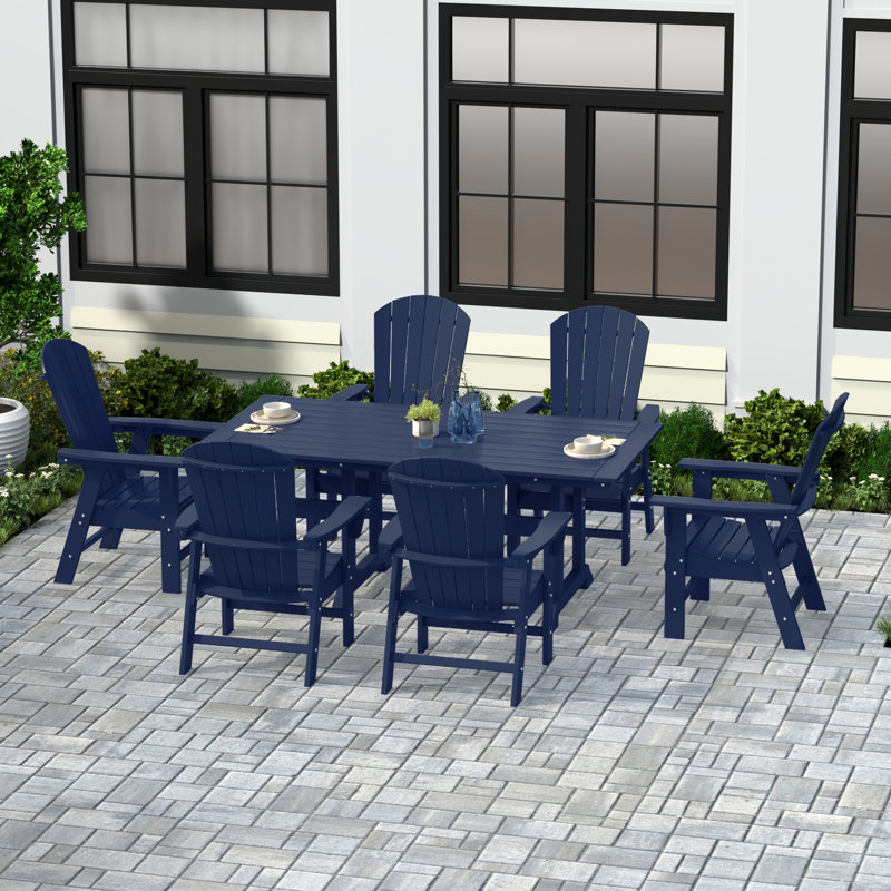 Altura 7-Piece Outdoor All Weather Poly Dining Set, Navy Blue