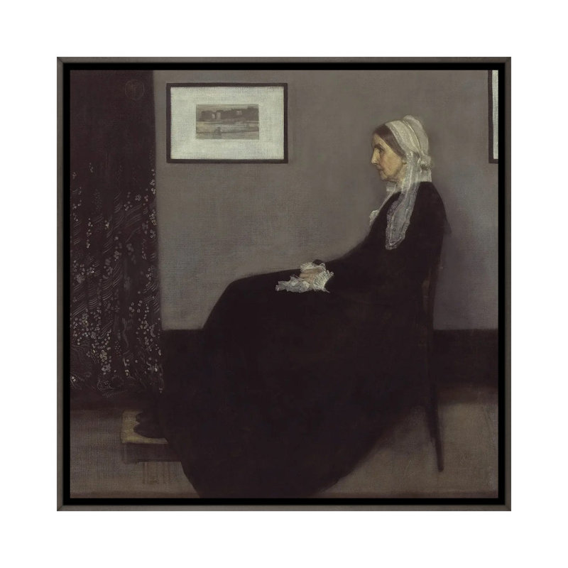 Arrangement en gris et noir. Portrait de la mère du peintre, reproduction d'art sur toile encadrée, 26 po x 26 po, Gris