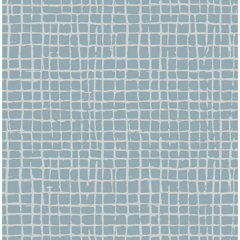 Papier peint quadrillé bleu ciel Albin, Bleu