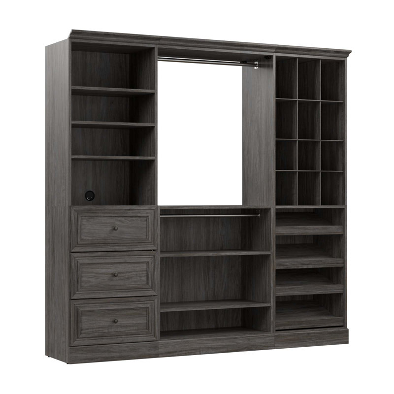 Alvaretta 86'' Closet System, Walnut Gray