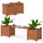Wood Planter Box with Bench Open-Ended Base & Teak Oil Finish for Flowerpots