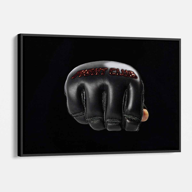 «Black Fighting» sur toile, H 12 po x l 16 po, Cadre noir