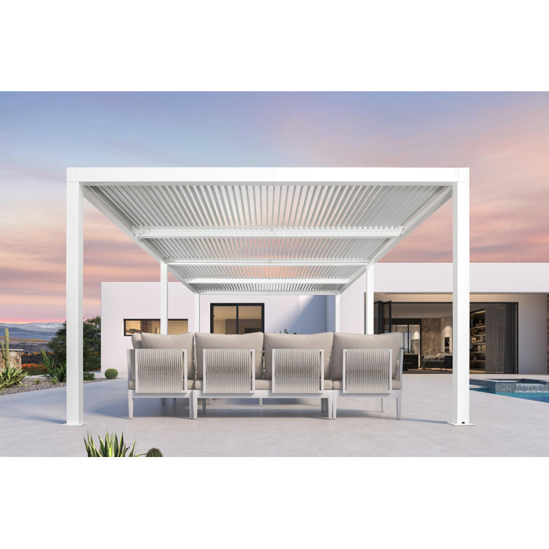 12' X 24' Outdoor Louvered Pergola White Aluminum Pergola