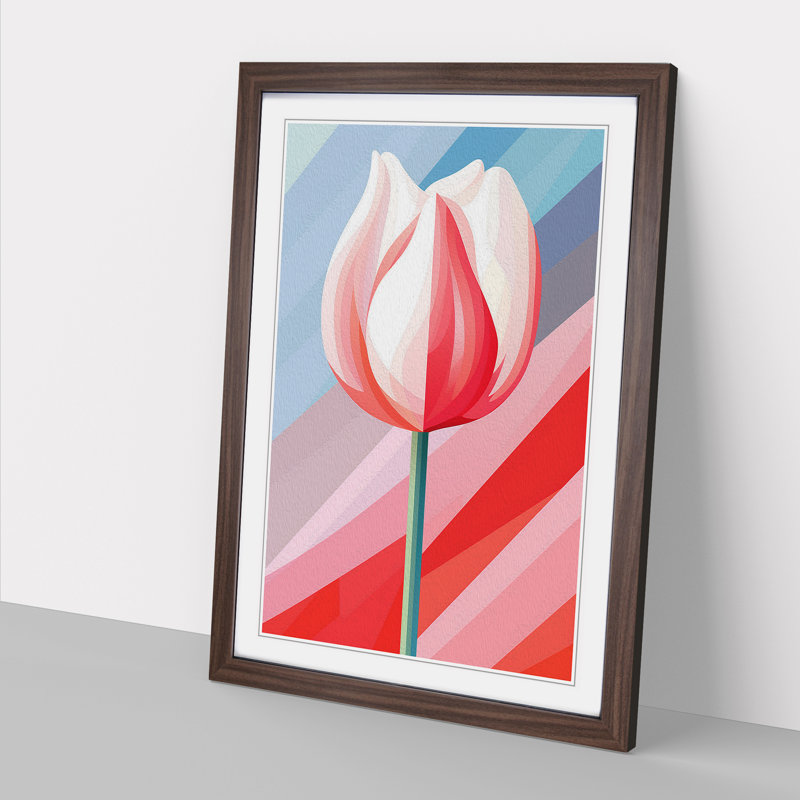 Tulip Flower Op - Framed Print, Walnut , 34cm H x 25cm W x 2cm D