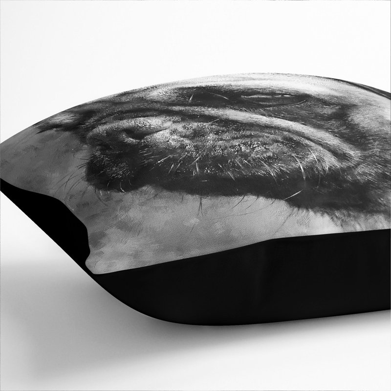 Pug Dog Painting Square Throw Cushion, Black, 55cm H x 55cm W x 20cm D