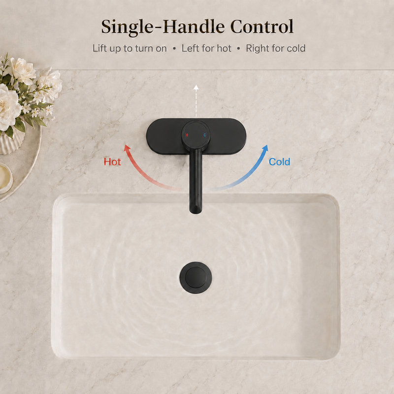 Vega Vessel Single Hole,Single Handle Bathroom Sink Faucet with Drain Assembly, Matte Black
