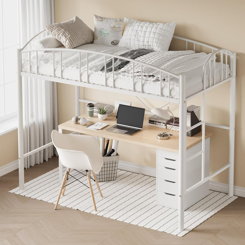 Lit mezzanine simple - blanc, silencieux, sans sommier, Blanc