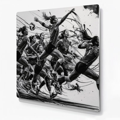 Sports Volleyball Gray Metal Wall Art