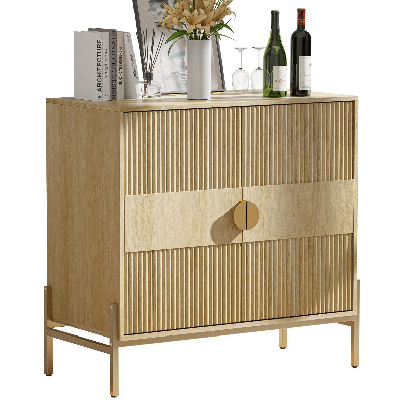30.7'' Wide Fluted Sideboard with Metal Legs, Oak