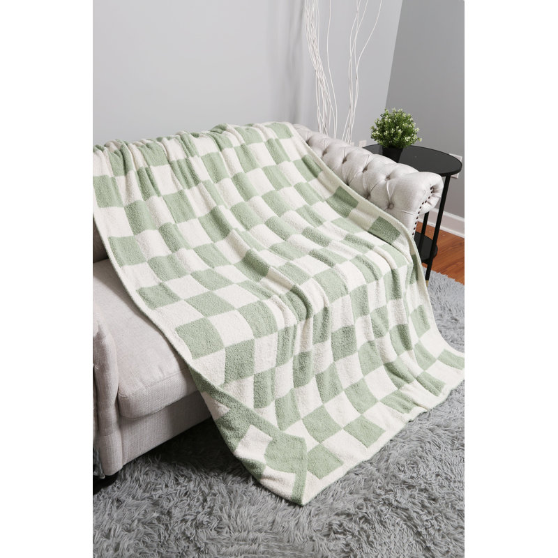 Jeté doux à carreaux , Sauge