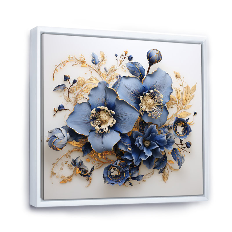 Blue Orchids Whispered Symphony, Cadre flottant blanc, H 16 po x l 16 po x P 1 po
