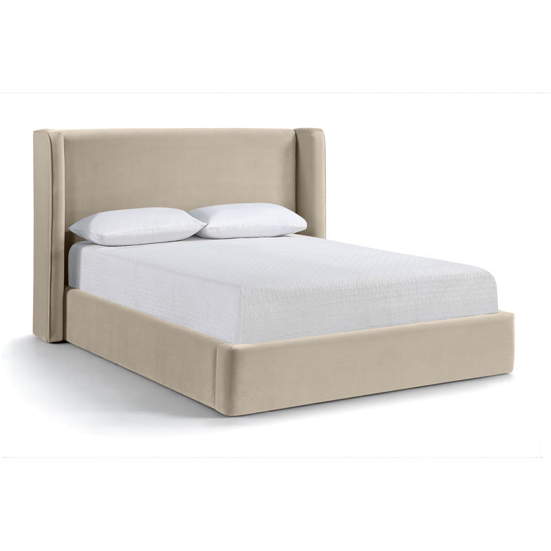 Lit tapissier Kendall Wanaque, Velours crème, Grand