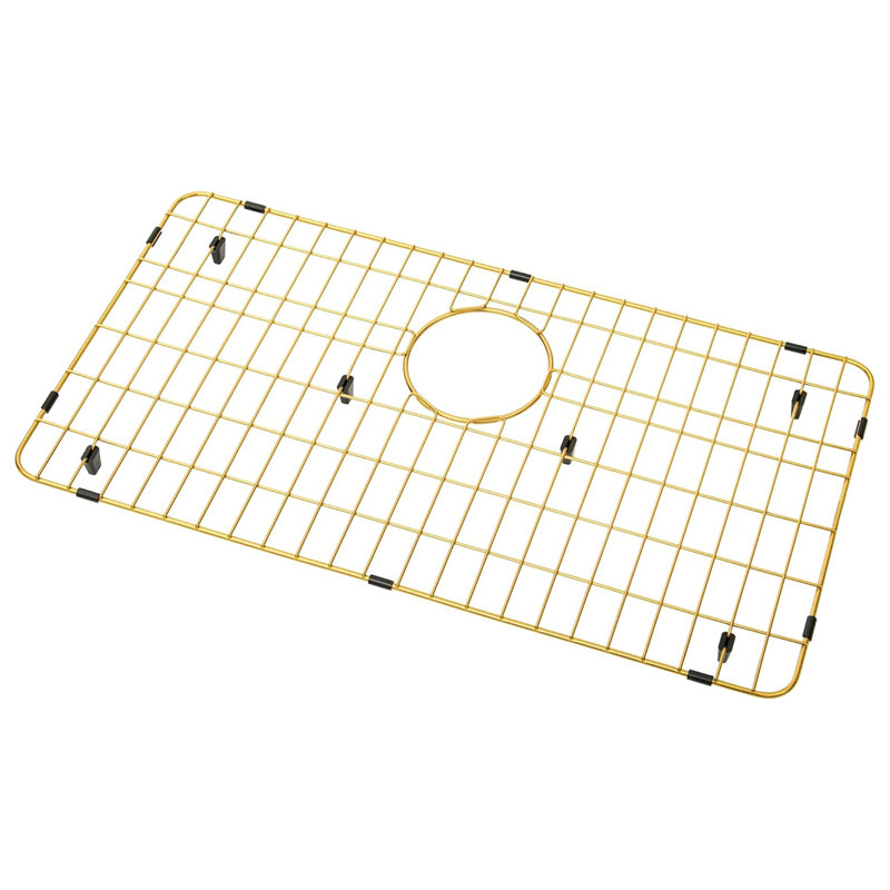 KDK HOME 15.7"W Stainless Steel Grid and Protectors of Single Bowl Kitche Sink with Rear Drain, Gold
