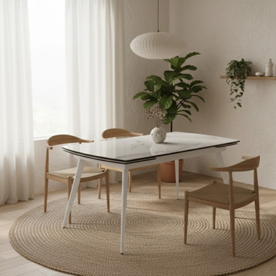 Ramblewood 90 cm Extendable Rectangular Glass Top Dining Table