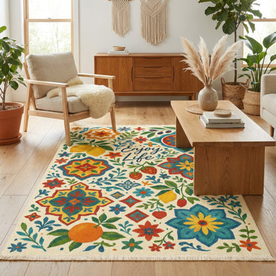 Tapis floral méditerranéen 5 pi x 8 pi