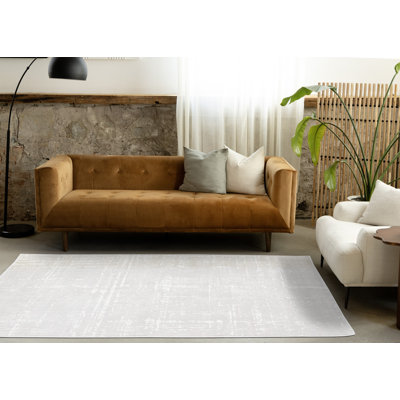 Dieguez Light Gray Cream Tonal Living Room Rug