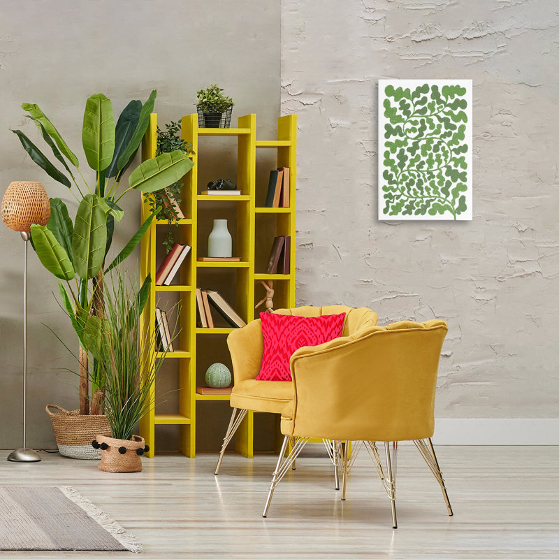Art sur toile à motif de vignes vertes complexes par Martina Pavlova, H 24 po x l 16 po