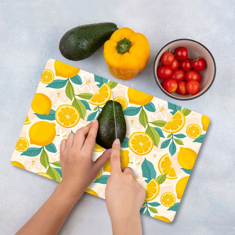 Tempered Glass Cutting Board, 7.9 x 11.8 inches | 100% Antibacterial, Easy-Clean Surface, Non-Slip Silicone Feet | Perfect for Food Prep & Serving, Durable & Stylish Kitchen Essential, Not Dishwasher Safe
