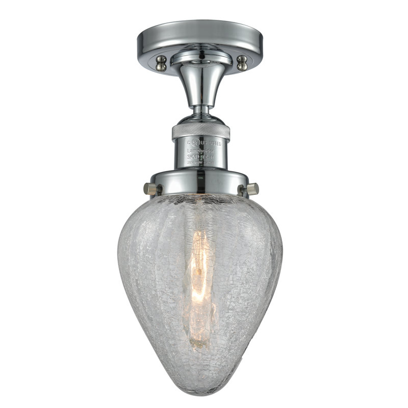 Plafonnier semi-encastré géométrique à 1 lumière unique de 7 po Shauna, Chrome poli