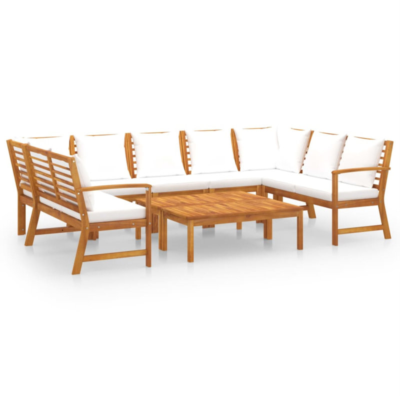 9 Piece Lounge Chair with Cushions, Cream