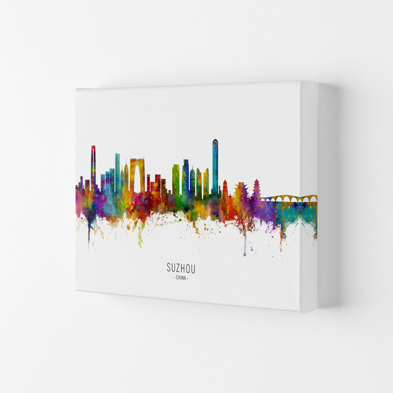 Suzhou China Skyline by Michael Tompsett - Print, 21cm H x 29.7cm W x 4cm D, Wrapped Canvas