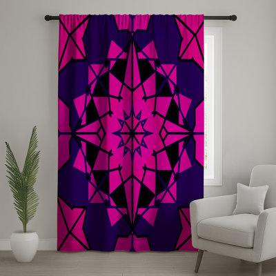 Rideaux de fenêtre rose kaléidoscope, rideaux occultant kaléidoscope - 1 panneau