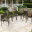 Chaises de salle à manger d'extérieur empilables en aluminium avec finition grain de bois (ensemble de 6)-131298519