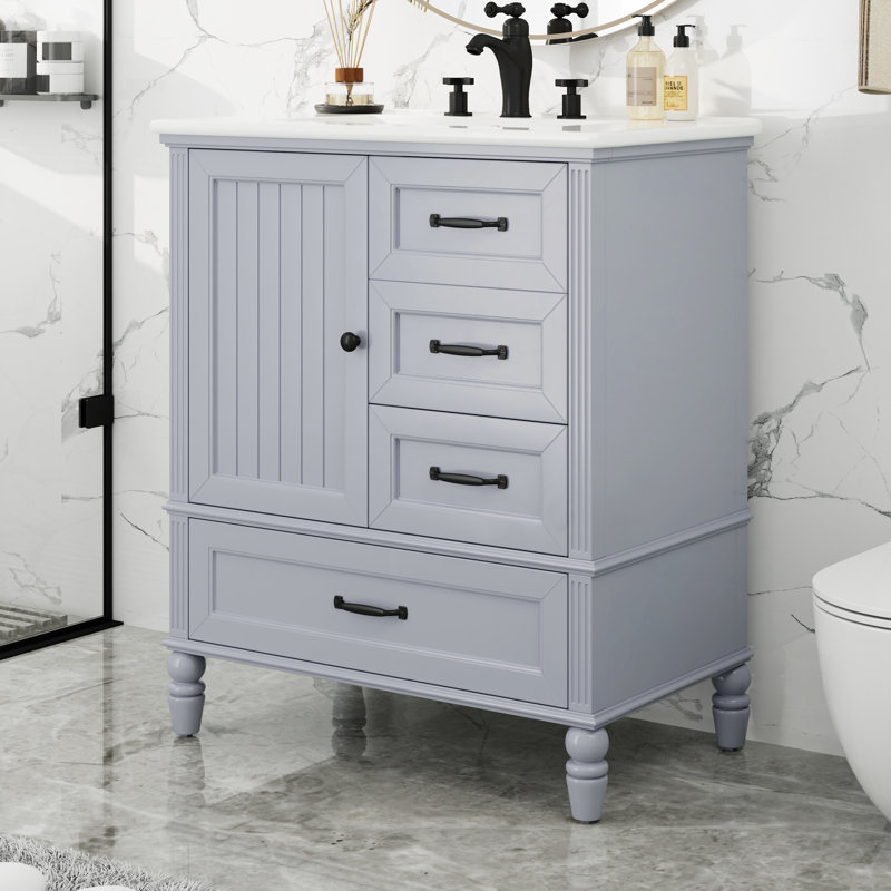Ensemble de meuble-lavabo avec lavabo Egea, Noir mat, Blanc