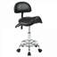 Tabouret à 1 place réglable à roulettes, tabouret noir rembourré en similicuir avec dossier pour salon et spa