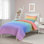Ensemble de courtepointe en microfibre bleu / rose / jaune