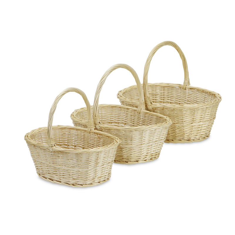 Ensemble de paniers 3 pièces en osier, Brun clair