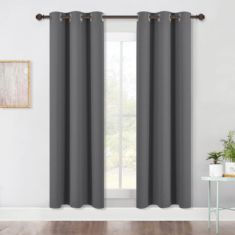 Blackout Curtain Pair, 42" W x 72" L, Gray