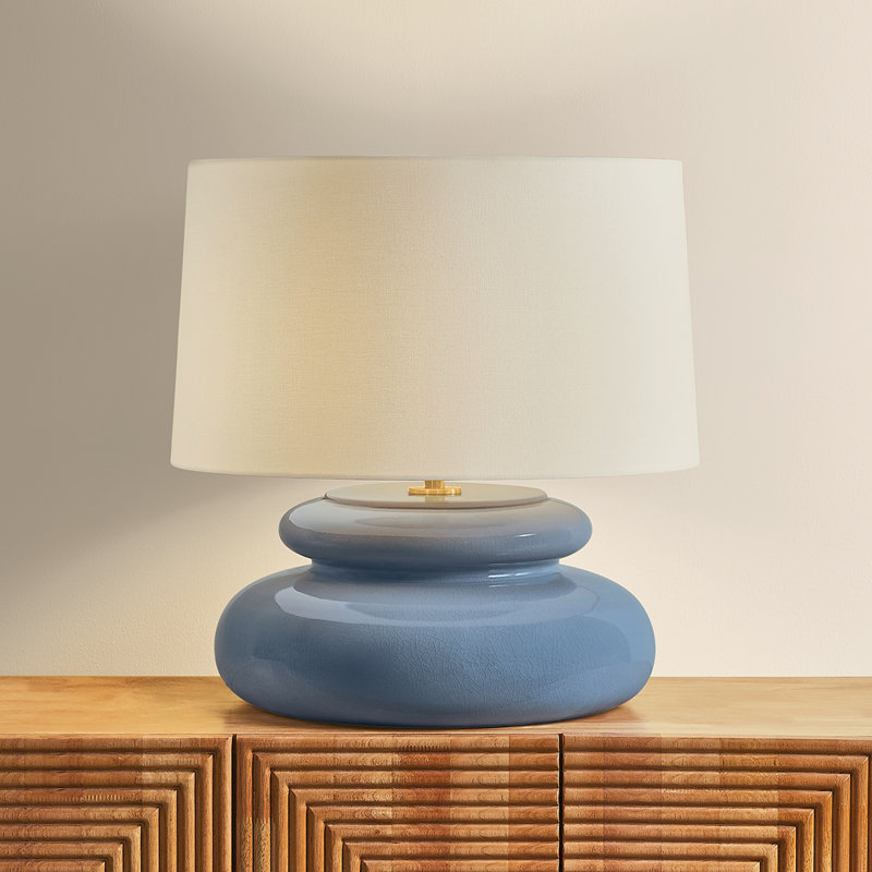 Lampe de Table 1 Lumière par Hilary Matt pour Mitzi, Laiton vieilli et céramique craquelé