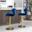 Ensemble de 2 tabourets de bar avec repose-pieds chromé et base pivotante à hauteur réglable en velours-672189967