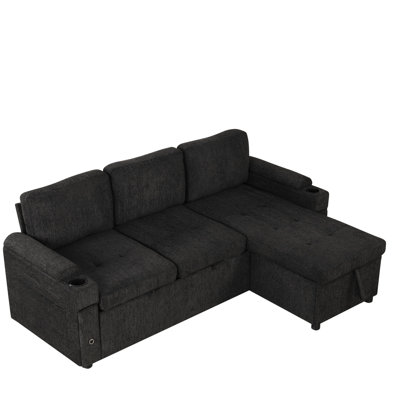 American Design Sectional With Double Cushion, Storage, And Two Removable Ottomans For Living Room Comfort