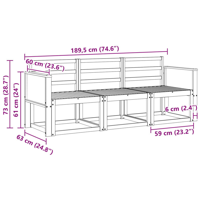 189.5cm Wide Patio Sectional, Natural/Black