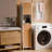 Tall Bathroom Storage Cabinet with Bamboo Slatted Doors