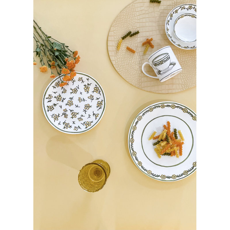 Dovi Faux Leather Round Placemats, Cream Yellow