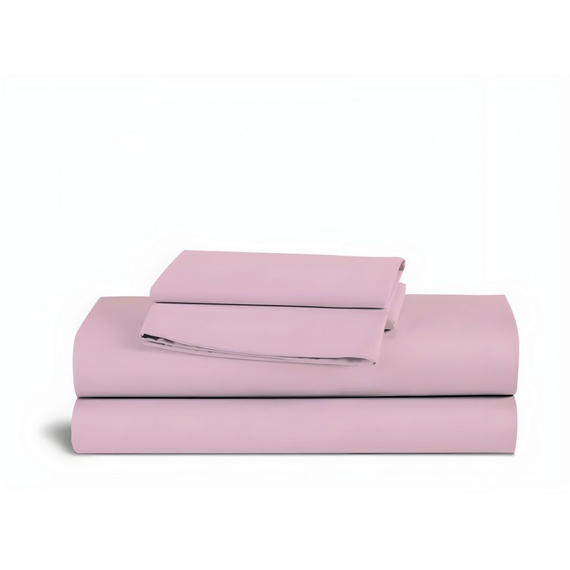 400TC Sateen Solid Cotton 4 Piece Sheet Set Fitted Sheet Fits Upto 16" Deep Pocket, Lilac, Twin Sheet Set