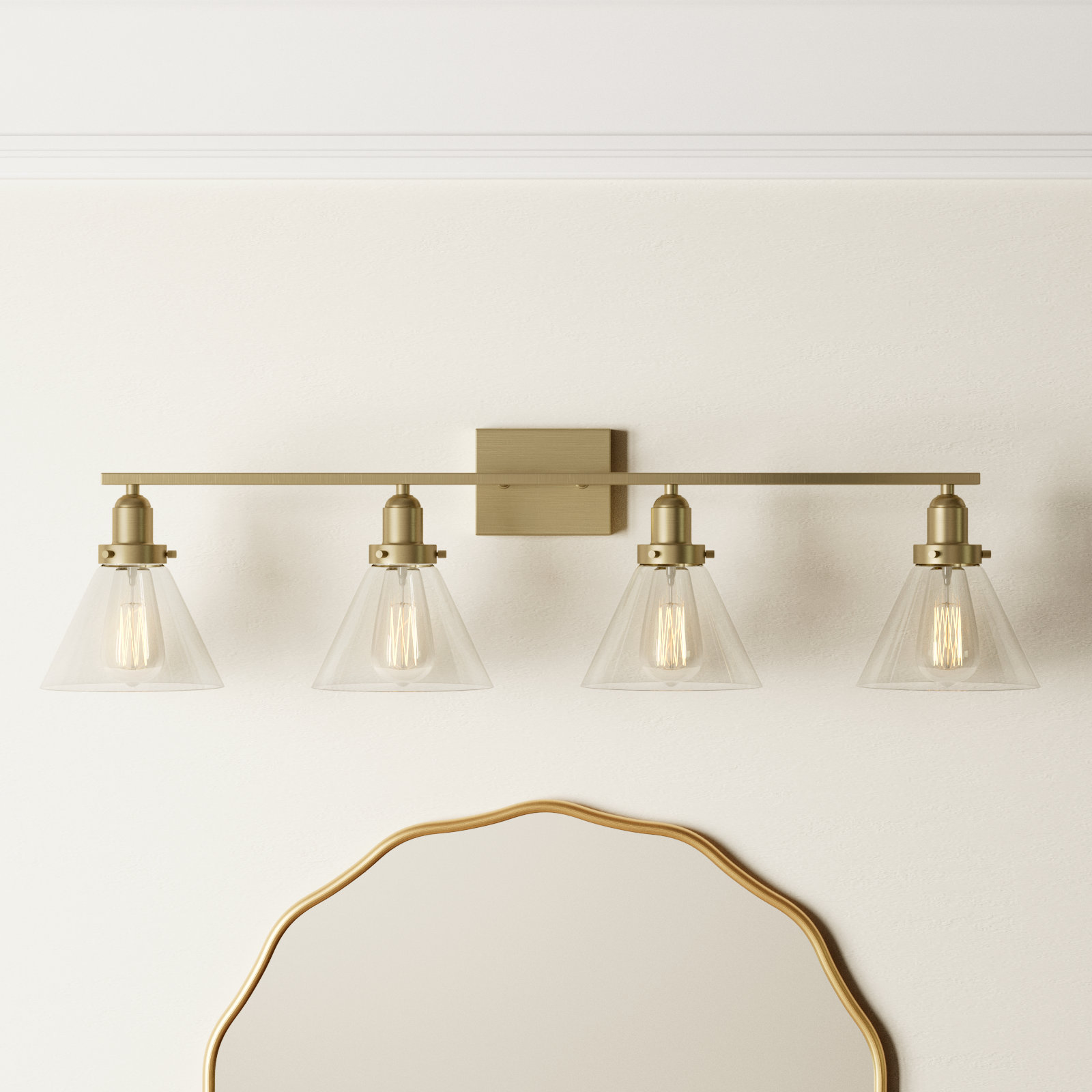 Catalina 4 Light Dimmable Bath Sconce, Warm Brass