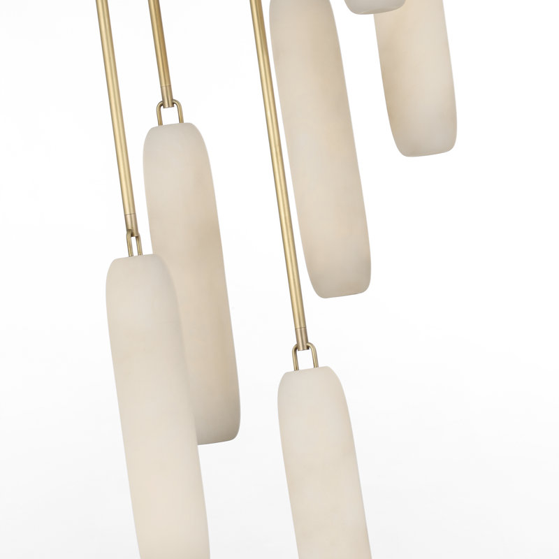 Kelly Wearstler Formosa 7-Light Pendant in Bronze with Alabaster, Antique-Burnished Brass