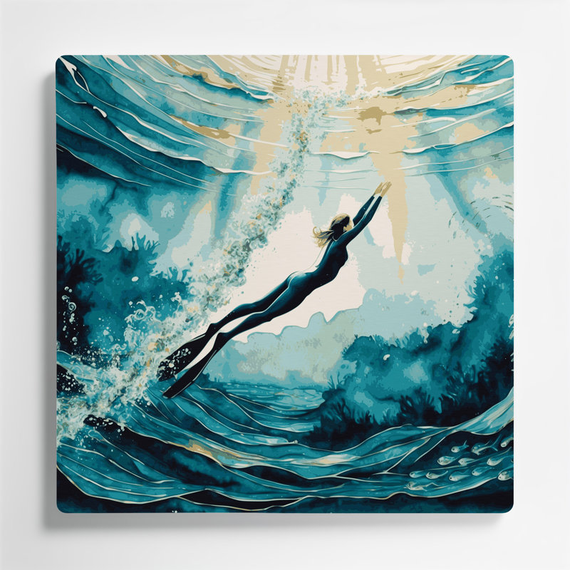 Art mural en métal Sports Freediving, 12" H x 12" W