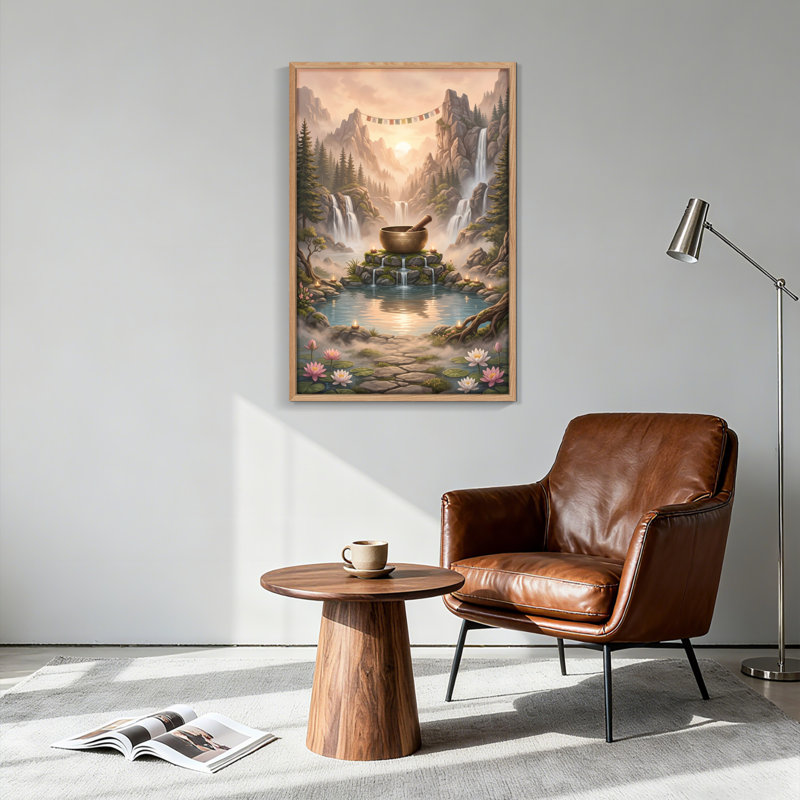 Ensemble de 1 tableau sur toile « Sérénité en montagne », H 24 po x l 16 po, Toile tendue