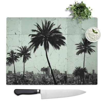 Expressive Palm Trees  Glass Chopping Board