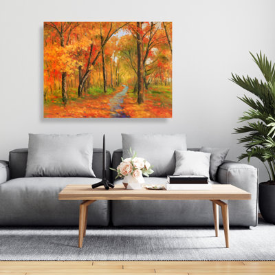Autumn Trail in the Forest - Trees Seasons Canvas Decor