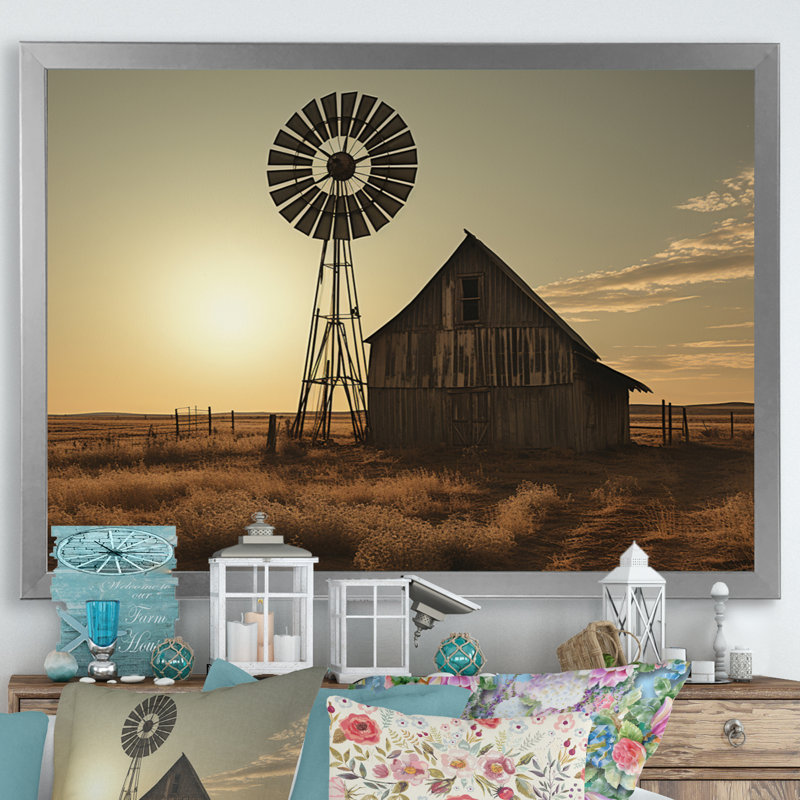 " Wind Turbines Modern Energy ", Silver Single Picture Framed, 12" H x 20" W x 1" D