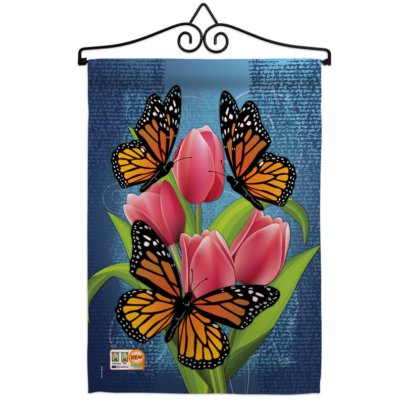 Papillons monarch à 2 côtés en polyester 19 x 13 po ensemble de drapeaux