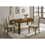 Ensemble de 2 chaises de salle à manger Liyo, structure en bois brun, assise en tissu beige