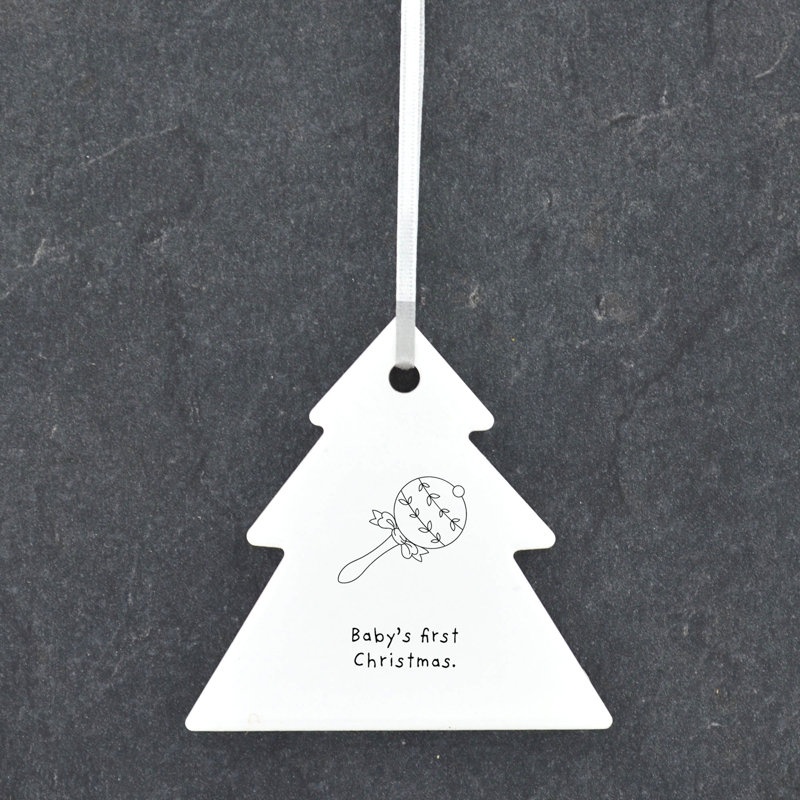Babys First Christmas Tree Shaped Ceramic Ornament